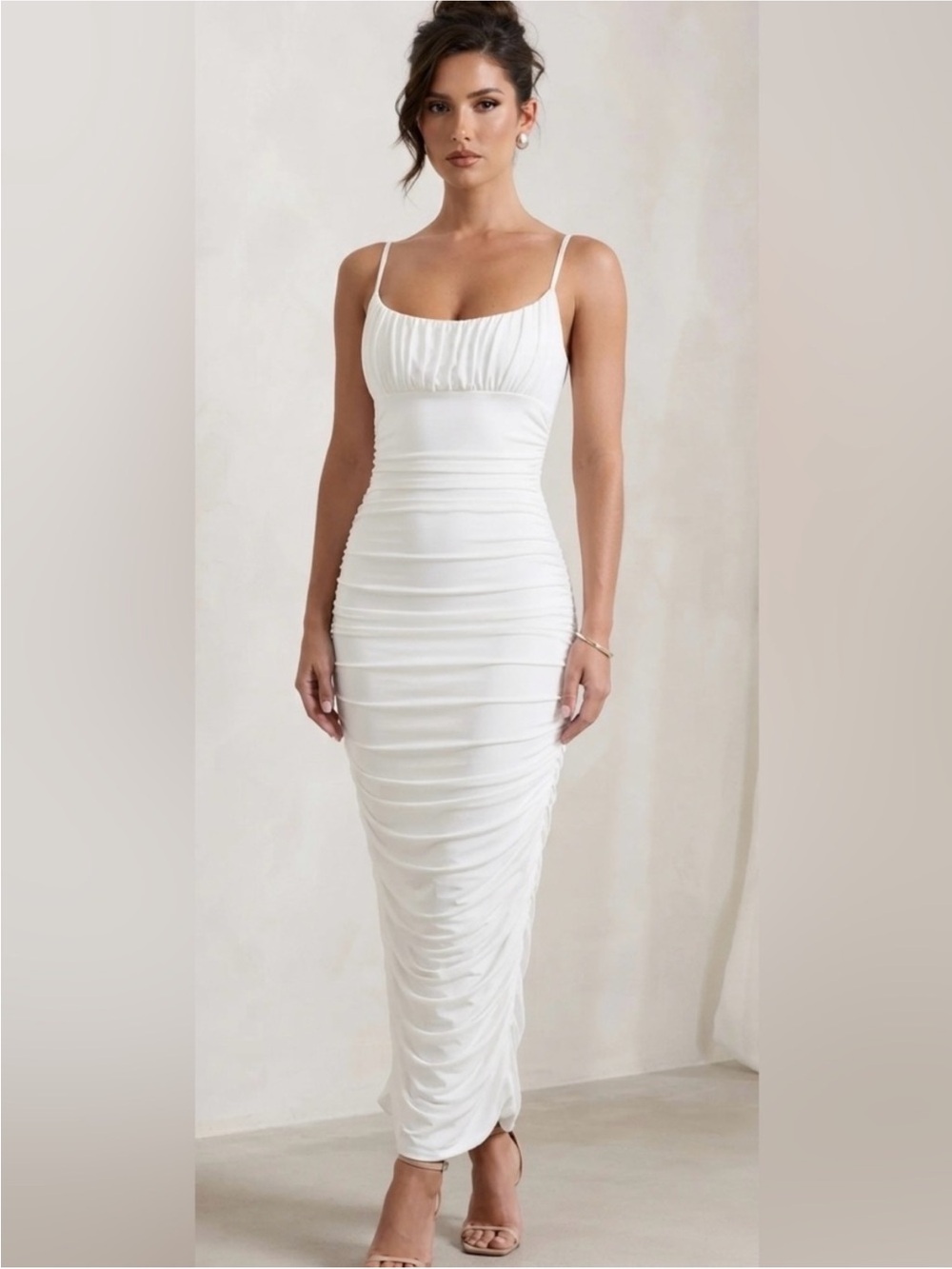 NWT Lovers + Friends White Ruched midi Dress